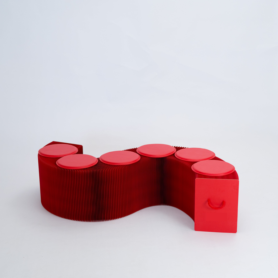 Foldable Paper Bench - Red