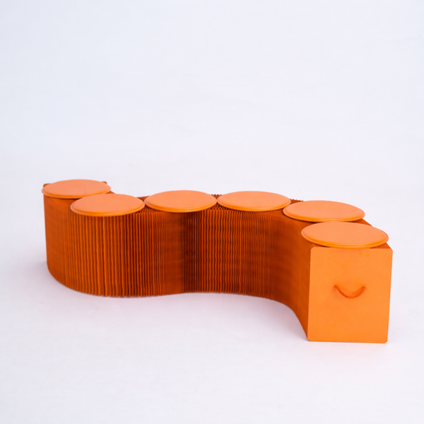 Foldable Paper Bench - Orange