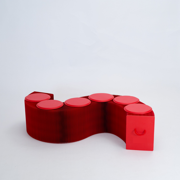 Foldable Paper Bench - Red